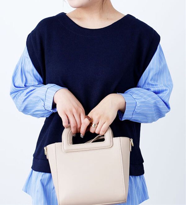 BELLUNA（ベルーナ）の「あぜ素材シャツフェイクチュニック（チュニック）」｜詳細画像