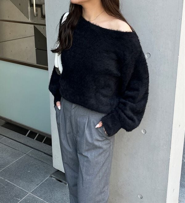 GeeRA（ジーラ）の「シャギーオフショルニット（ニット・セーター）」｜詳細画像