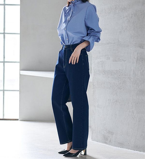 RANAN（ラナン）の「【裏起毛】ウエストゴムなのにスッキリ穿けるデニム（フルレングスパンツ）」｜詳細画像