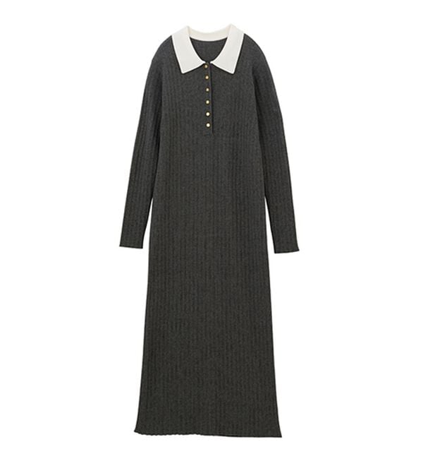 RANAN（ラナン）の「ポロカラーリブニットワンピース（ロングワンピース）」｜詳細画像