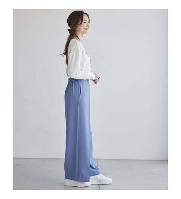 BELLUNA（ベルーナ）の「リネンライクタックワイドパンツ（ワイドパンツ・ガウチョ）」｜詳細画像