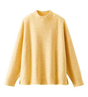 BELLUNA（ベルーナ）の「ウール調ショート丈ニットプルオーバー（ニット・セーター）」｜イエロー