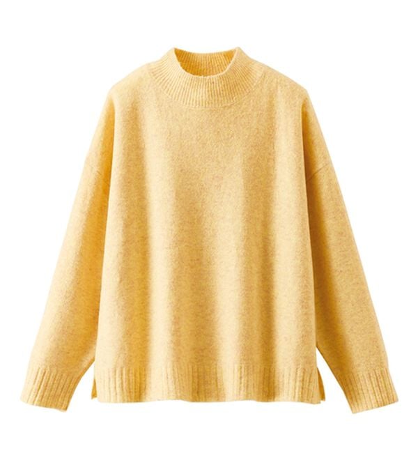 BELLUNA（ベルーナ）の「ウール調ショート丈ニットプルオーバー（ニット・セーター）」｜イエロー