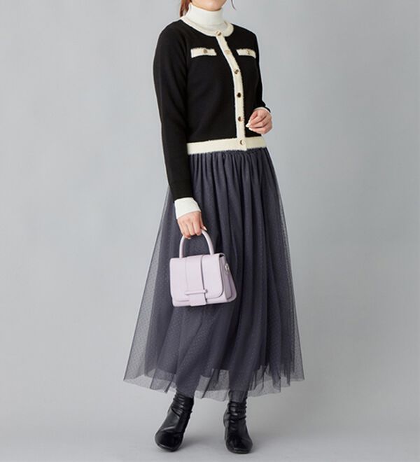 美人百花掲載】洗える！もっちりタッチフェザー配色ショート丈ニット