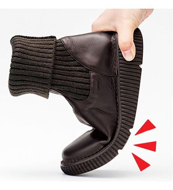 ルフラン（ルフラン）の「ＪＳハートレーベル　ニット使い２ｗａｙレザーブーツ（ブーツ）」｜詳細画像