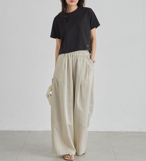 RANAN（ラナン）の「ダブルウエストシアーイージーパンツ（ワイドパンツ・ガウチョ）」｜詳細画像