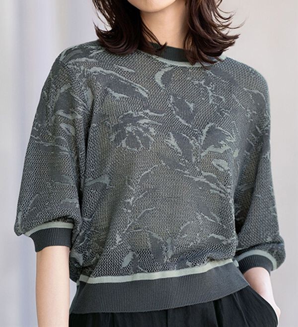 RANAN（ラナン）の「リーフ柄メッシュニット（ニット・セーター）」｜詳細画像