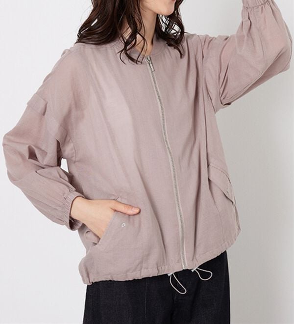 BELLUNA（ベルーナ）の「麻調素材リブ使いシアーブルゾンジャケット（ブルゾン）」｜詳細画像