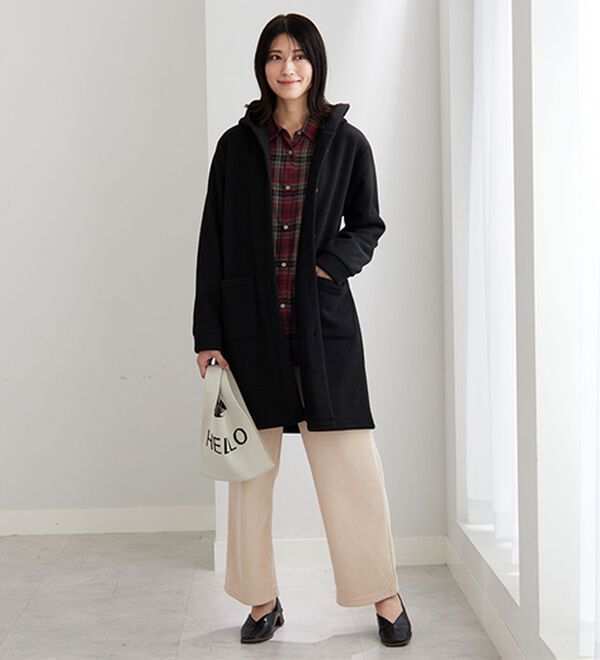 BELLUNA（ベルーナ）の「ボーダージャカード裏ボアカーディガン（ロングコート）」｜詳細画像