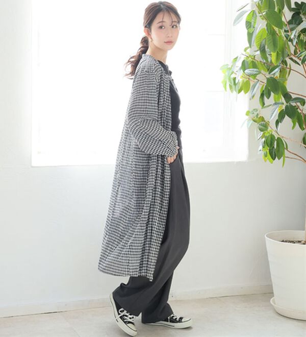 A HAPPY MARILYN（アハッピーマリリン）の「【Ｌ～６Ｌ】【選べる袖丈】【風通るプレミアム】綿・楊柳シャツチュニック（チュニック）」｜詳細画像