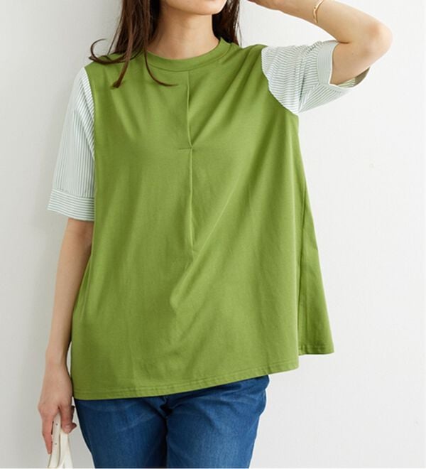 BELLUNA（ベルーナ）の「異素材切替タック使いプルオーバー（カットソー）」｜詳細画像