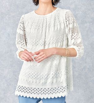 France 購入ハンドメイドレース編みのブランド ブラウス バルファス編レースブラウス - ベルーナ【公式】