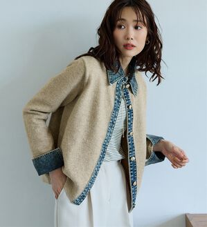 BELLUNA（ベルーナ）の「デニム&times;ニット切替ジャケット（その他ジャケット）」｜詳細画像