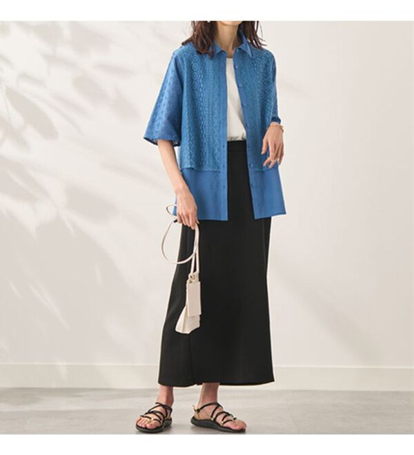 BELLUNA（ベルーナ）の「レース切替デザインシャツジャケット（シャツ）」｜詳細画像