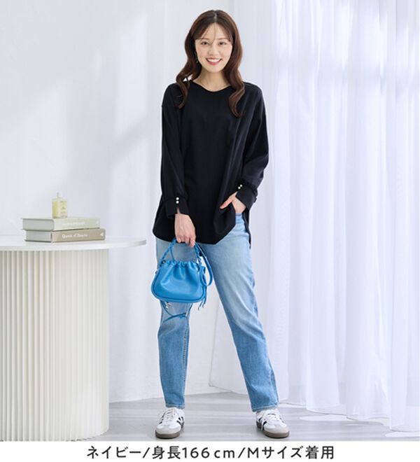 alotta（アロッタ）の「【接触冷感】高見え叶う！裾ラウンドＴシャツチュニック（チュニック）」｜詳細画像