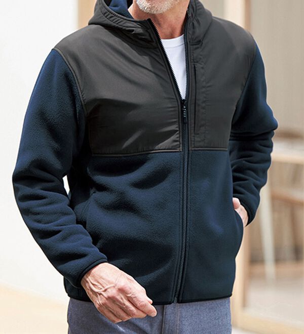 「暖か二重フリースのフードジャケット（メンズパーカー）」｜詳細画像