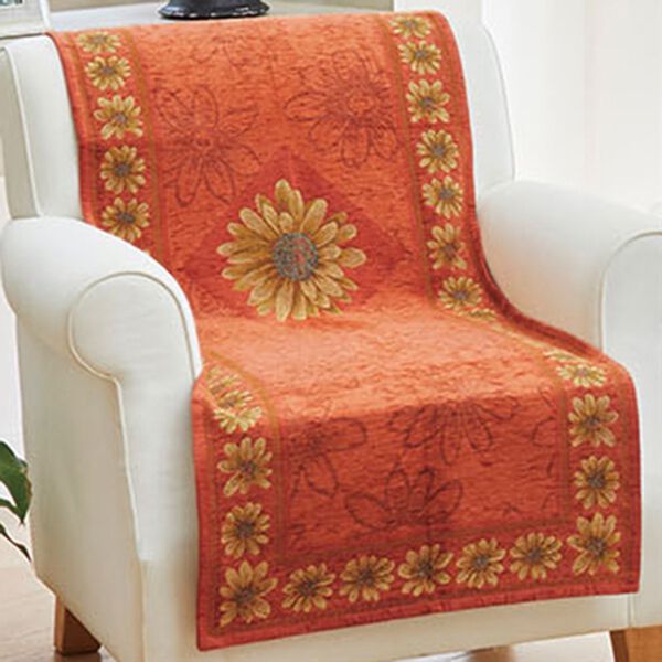 「イタリア製ジャカード織センターカバー「マルゲリータ」（ソファーカバー）」｜オレンジ