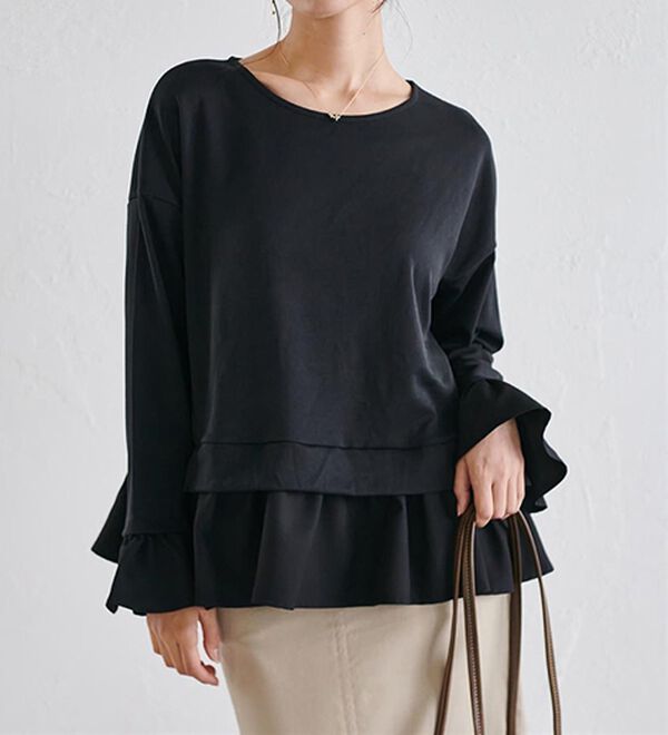 RANAN（ラナン）の「＜ＨＳ＞重ね着風配色フリルプルオーバー（カットソー）」｜詳細画像