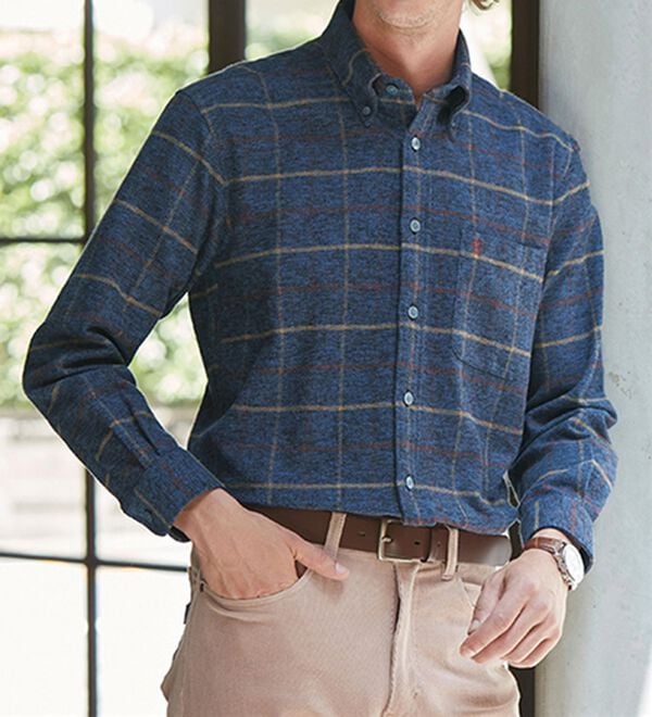 「＜コムルヴァン・オム＞コットンツイード柔らかボタンダウンシャツ（メンズシャツ）」｜詳細画像