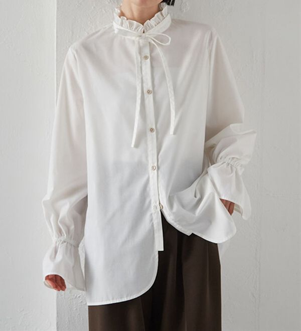 RANAN（ラナン）の「プチフリルリボン付きブラウス（ブラウス）」｜詳細画像