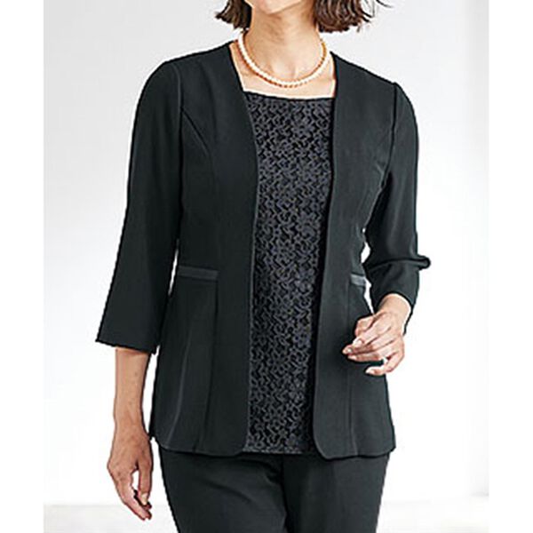 BELLUNA（ベルーナ）の「【４点セット】オールシーズン対応！洗えるストレッチ素材ロングジャケット４点セット（ドレスレット付）（ブラックフォーマル（喪服・礼服））」｜詳細画像