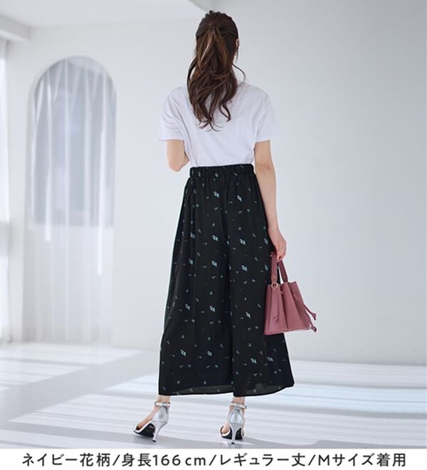 alotta（アロッタ）の「【選べる２丈】ひんやり！さらさら上品サテンワイドパンツ（ワイドパンツ・ガウチョ）」｜詳細画像