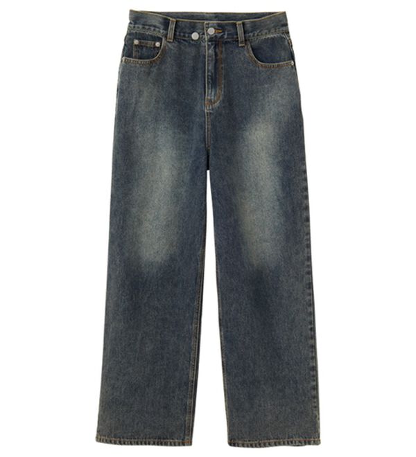 GeeRA（ジーラ）の「美脚見え！２ボタンウエストワイドデニムパンツ（フルレングスパンツ）」｜詳細画像