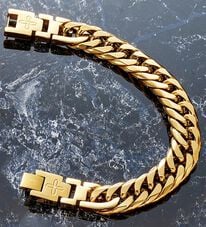 「極太多面カットＰＶダイヤ入り磁気アクセサリー　ブレスレット（メンズブレスレット）」