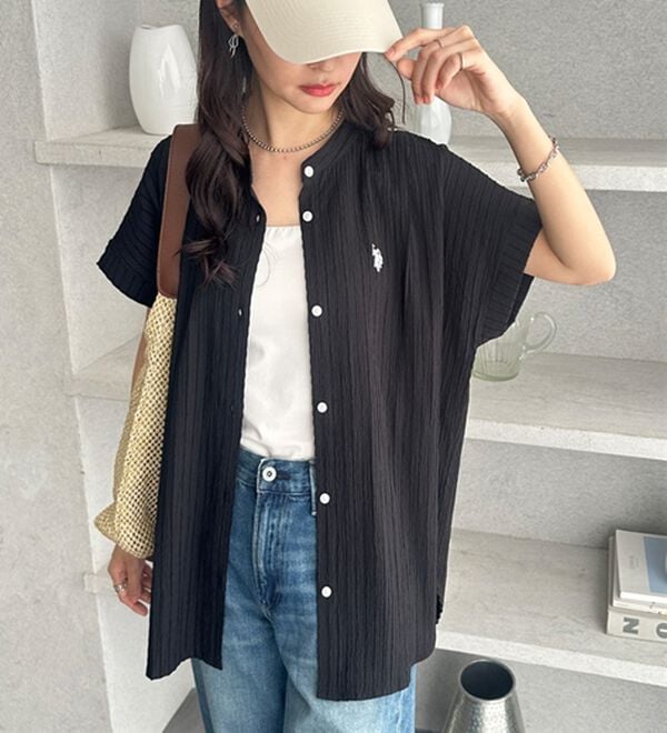 GeeRA（ジーラ）の「【ＵＳ．ＰＯＬＯ．ＡＳＳＮ】ポコポコ素材フレンチスリーブシャツ（シャツ）」｜詳細画像