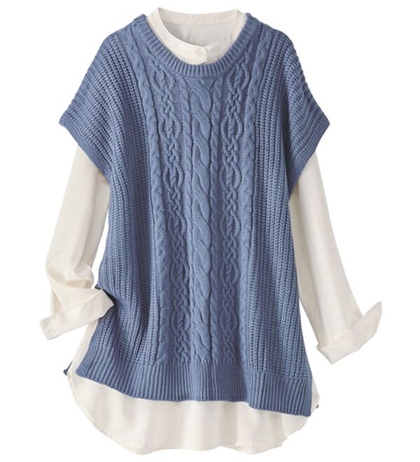 BELLUNA（ベルーナ）の「編地変化ニットベストアンサンブル（ベスト）」｜ラベンダー