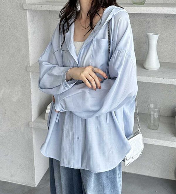 GeeRA（ジーラ）の「フード付きオーバーサイズシャツ（シャツ）」｜詳細画像