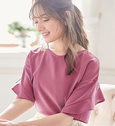 alotta（アロッタ）の「【４つの機能付】ひんやりフリル袖ブラウスＴシャツ（ブラウス）」