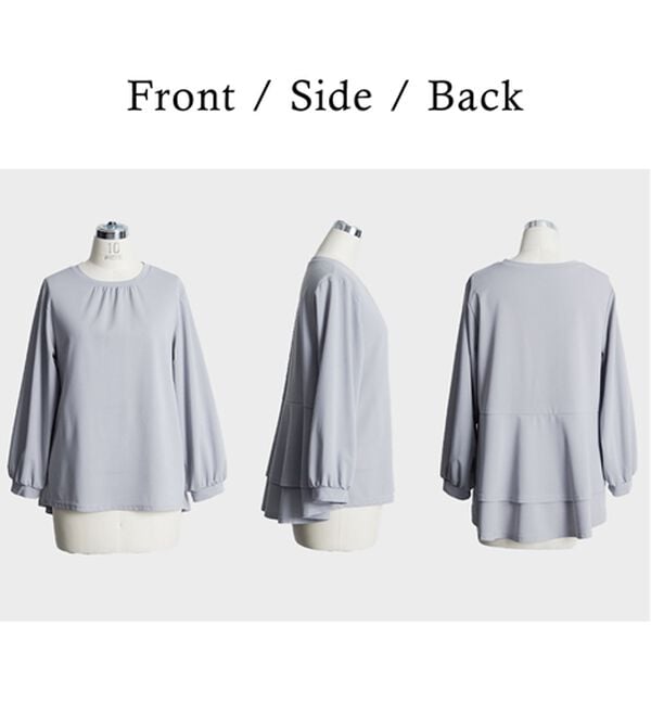 BELLUNA（ベルーナ）の「【再入荷】ボリューム袖美人顔バックフレアーＴブラウス（ブラウス）」｜詳細画像