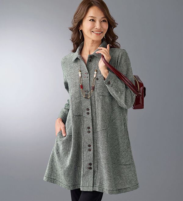 BELLUNA（ベルーナ）の「綿１００％ガーゼ調切替デザインジャケット（その他ジャケット）」｜詳細画像