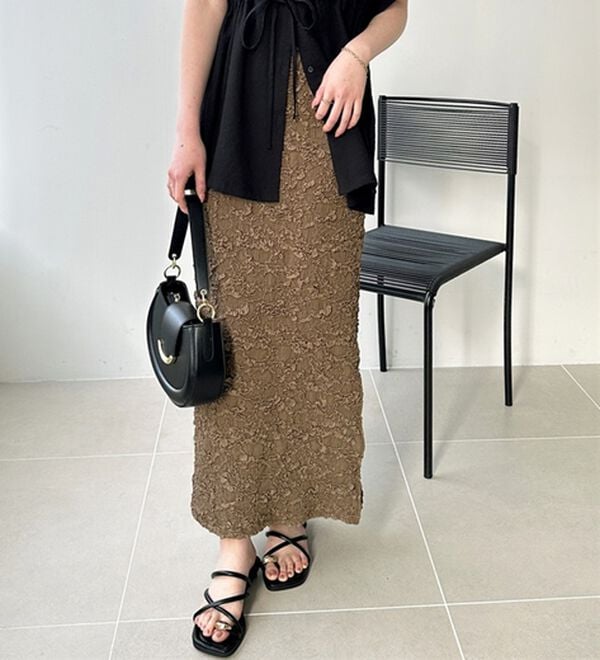 GeeRA（ジーラ）の「スリットジャカードスカート（ロングスカート）」｜詳細画像