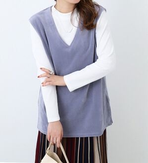 BELLUNA（ベルーナ）の「ベロア素材ベストアンサンブル（アンサンブル）」｜ブルーグレー