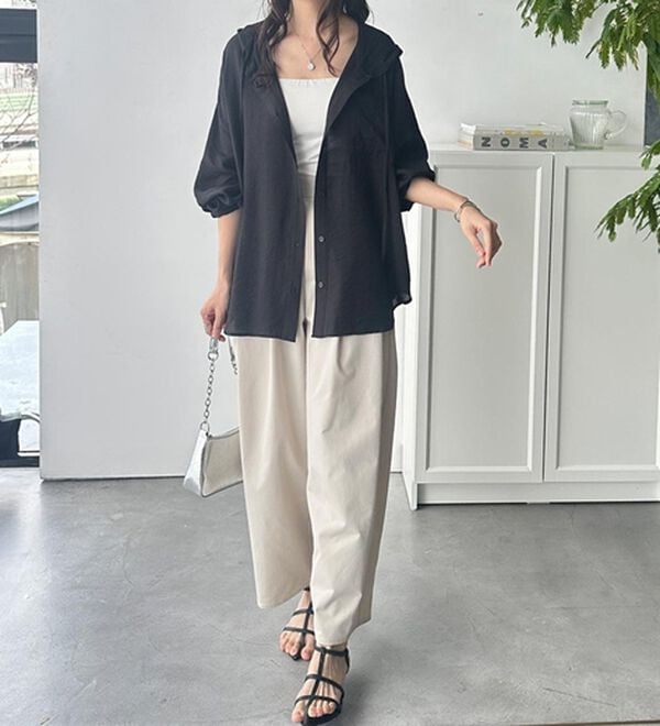 GeeRA（ジーラ）の「羽織にも◎フード付きオーバーサイズシャツ（シャツ）」｜詳細画像