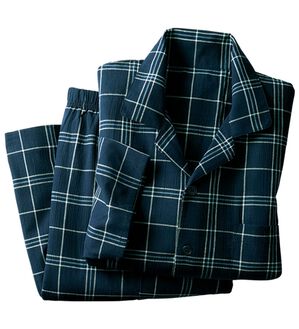 「綿１００％楊柳パジャマ（メンズルームウェア）」｜ネイビーチェック