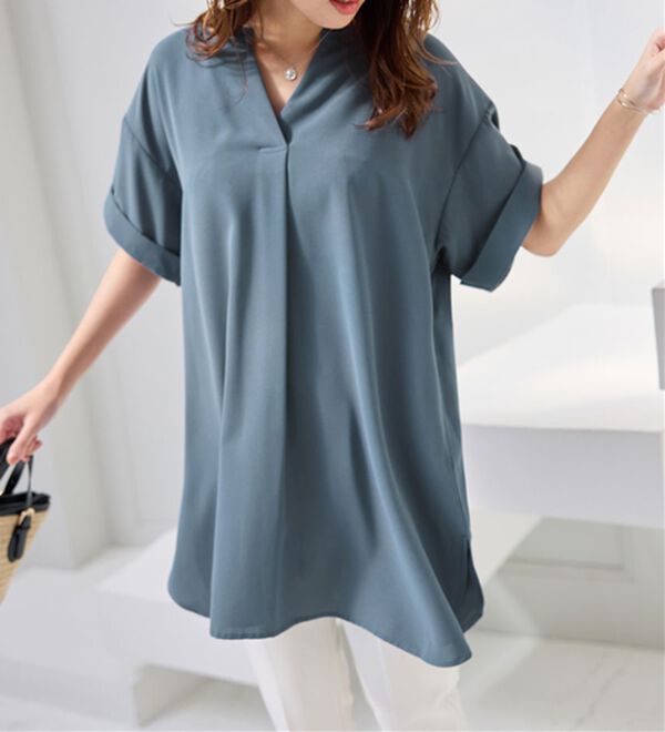 alotta（アロッタ）の「スキッパーとろみブラウスチュニック（ブラウス）」｜詳細画像