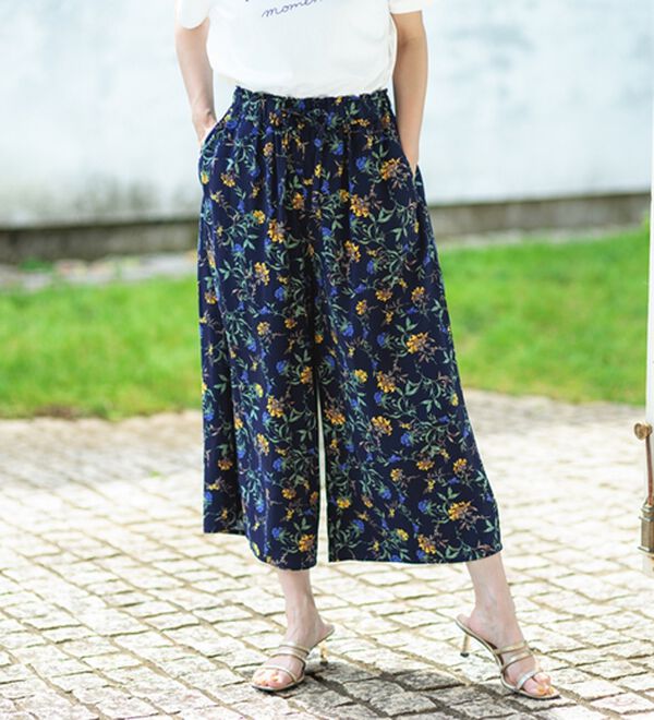 BELLUNA（ベルーナ）の「【接触冷感】レーヨン素材プリントワイドパンツ（ワイドパンツ・ガウチョ）」｜詳細画像