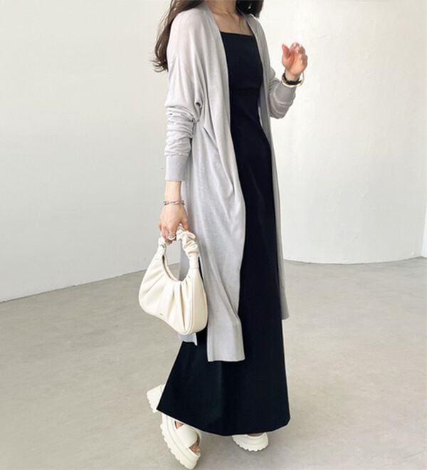 GeeRA（ジーラ）の「【3つの機能付】ロングニットカーディガン（ミディ丈）（ニットカーディガン）」｜詳細画像