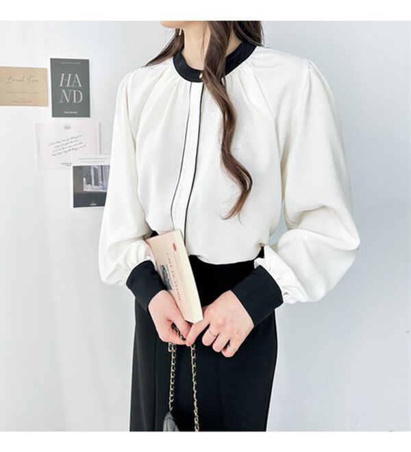 GeeRA（ジーラ）の「前後２ＷＡＹバイカラーブラウス（ブラウス）」｜詳細画像