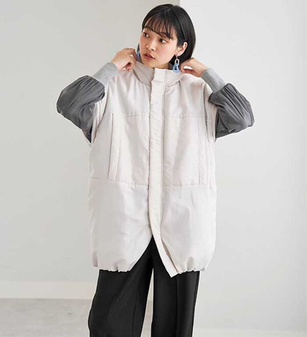 BELLUNA（ベルーナ）の「ベストにもなる！はっ水ヤク混中わたビッグコート（ハーフコート）」｜詳細画像