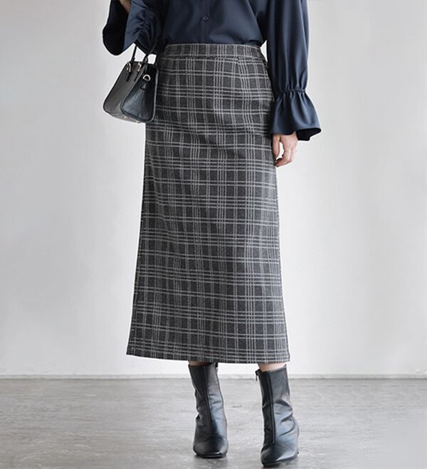 Pierrot（ピエロ）の「丈と柄が選べるカシミヤタッチＩラインスカート（ロングスカート）」｜詳細画像