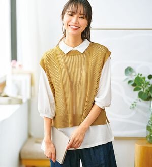 BELLUNA（ベルーナ）の「透かし編ニットベストアンサンブル（アンサンブル）」｜詳細画像