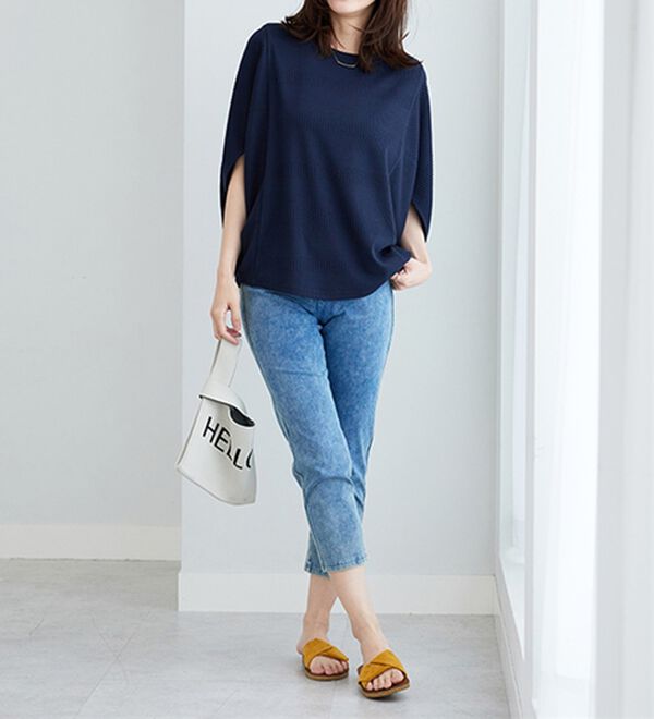 BELLUNA（ベルーナ）の「ボーダージャカードゆったりドルマンプルオーバー（カットソー）」｜詳細画像