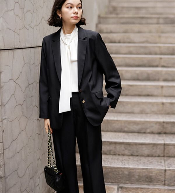 GeeRA（ジーラ）の「【２点セット】２ボタンボックスジャケットセットアップ（パンツスーツ）」｜詳細画像