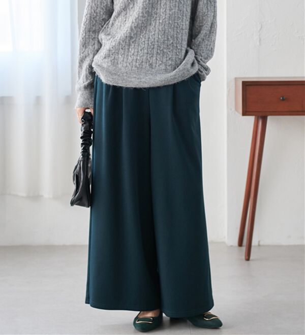 RANAN（ラナン）の「柔らかあったか！裏起毛ロングフレアガウチョパンツ（フルレングスパンツ）」｜詳細画像