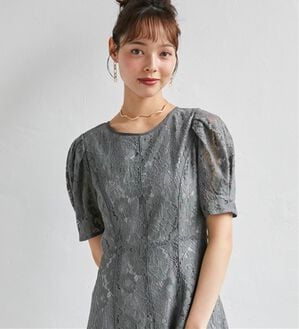 RANAN（ラナン）の「花柄レースフレアーシルエットドレス（その他ワンピース）」｜グレー