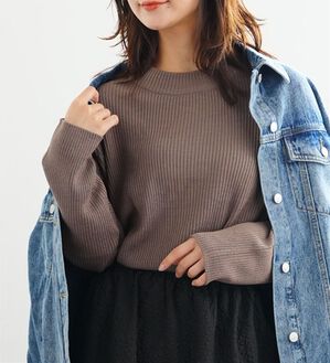 A HAPPY MARILYN（アハッピーマリリン）の「【ＬＬ～６Ｌ】Ｔシャツ感覚で着れる カメレオン級の着回しが叶う リブ ニット（ニット・セーター）」｜モカ